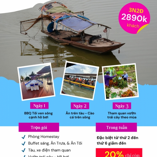 Tour 3 ngày 2 đêm "Cào cá trên sông về đêm"